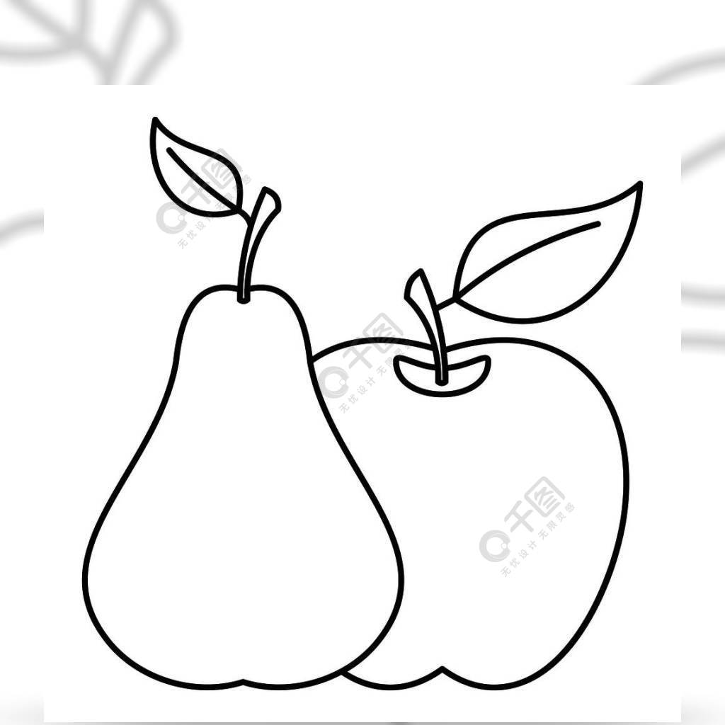 苹果和梨的图标概述苹果和梨网络设计的传染媒介象的例证苹果和梨的