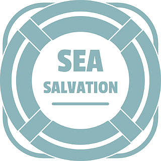 海救助网的传染媒介商标的简单的例证海上救助标志,简单的灰色风格