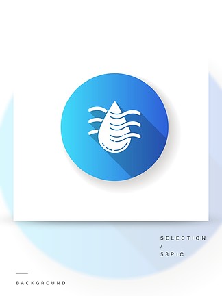 乾燥 i>過 /i>程藍色平面設計長長的陰影標誌符號圖標淨 i>水 /i>技術