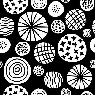 大圆点素描图案矢量黑白手绘斑点或圆圈点图形无缝纹理的织物打印大