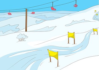 滑雪胜地动画片背景传染媒介例证<i>EPS</i> 10