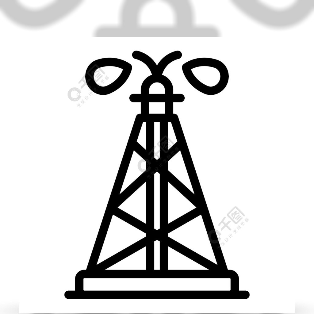 背景上孤立的网络设计的塔矢量图标涌出的油油从塔图标涌出轮廓样式