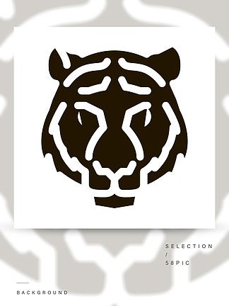 60老虎动物图标矢量大纲老虎动物标志孤立的轮廓符号图老虎动物图标