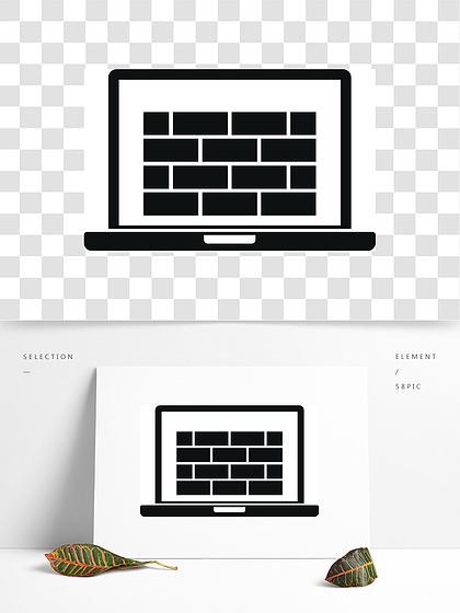 筆記本電腦防火牆圖標膝上型計算機防火牆在白色背景網絡設計的傳染