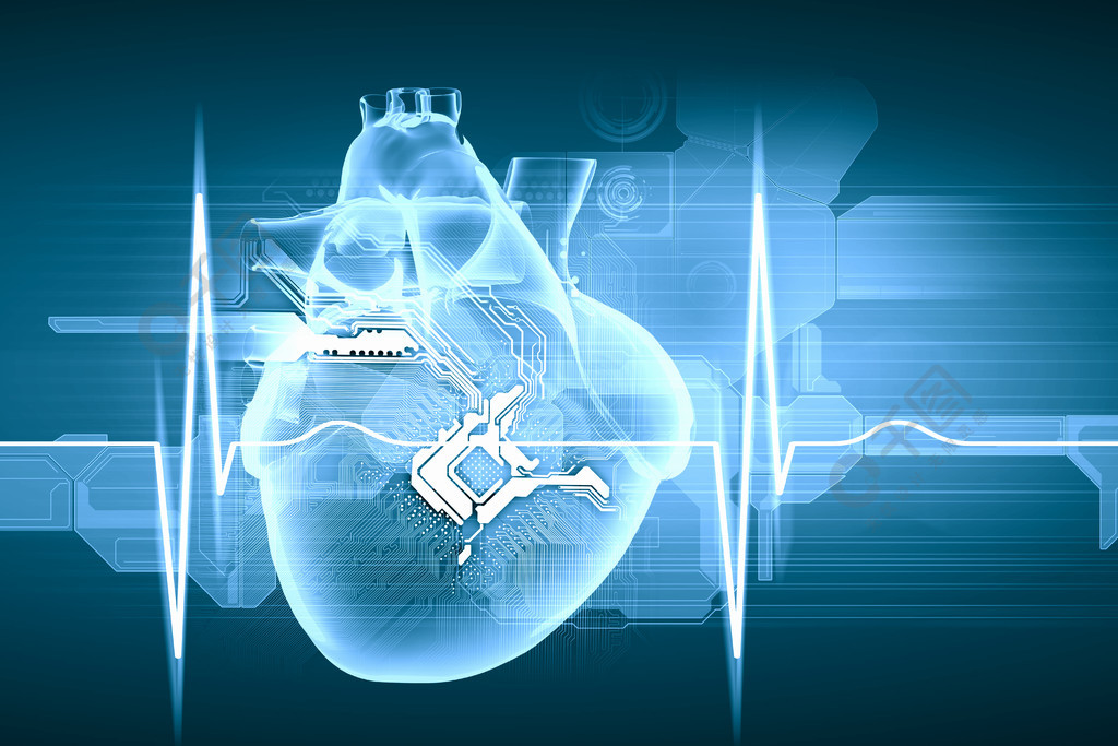人的心臟跳動人心的心電圖虛擬圖像