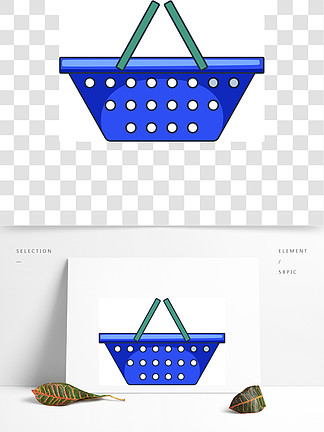 手提篮传染媒介象的动画片例证网络设计的卡通风格的蓝色购物篮图标
