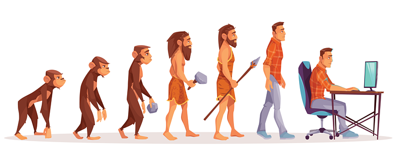 人类进化卡通图形插图