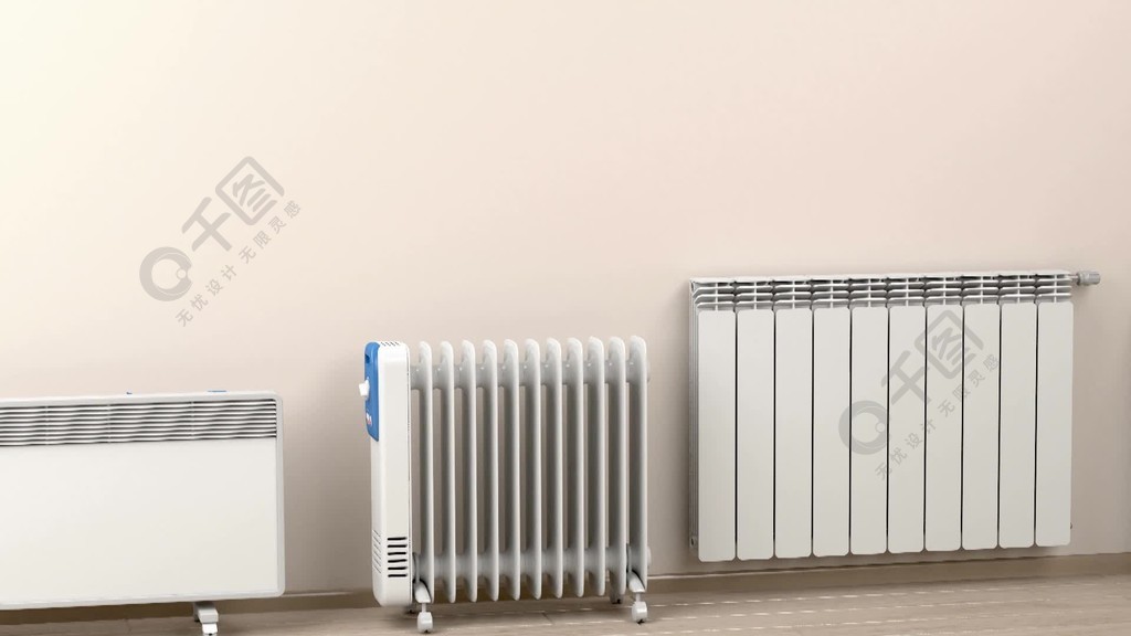 房间内不同类型的家用电加热器