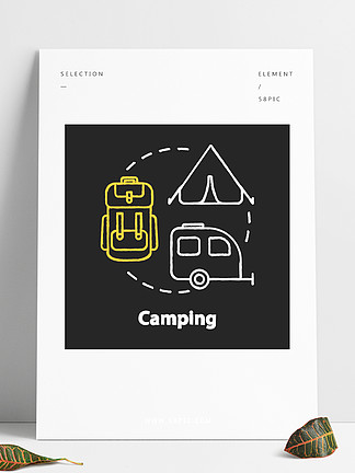 野营粉笔Rgb颜色概念图标户外休闲，背包旅行，远足的想法预算旅游，<i>负</i><i>担</i>得起的假期在黑色背景上的向量孤立的黑板图