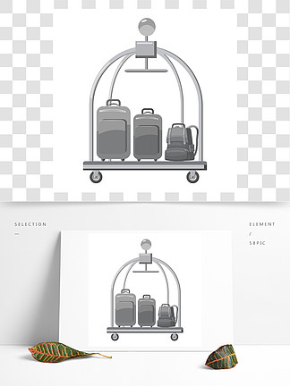 酒店行李车图标旅馆行李推车网的传染媒介象的灰色单色例证酒店行李车图标，灰色单色样式