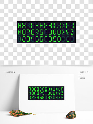 矢量集液晶顯示器和記分牌數字abc字符數字顯示字體鬧鐘字母和數字