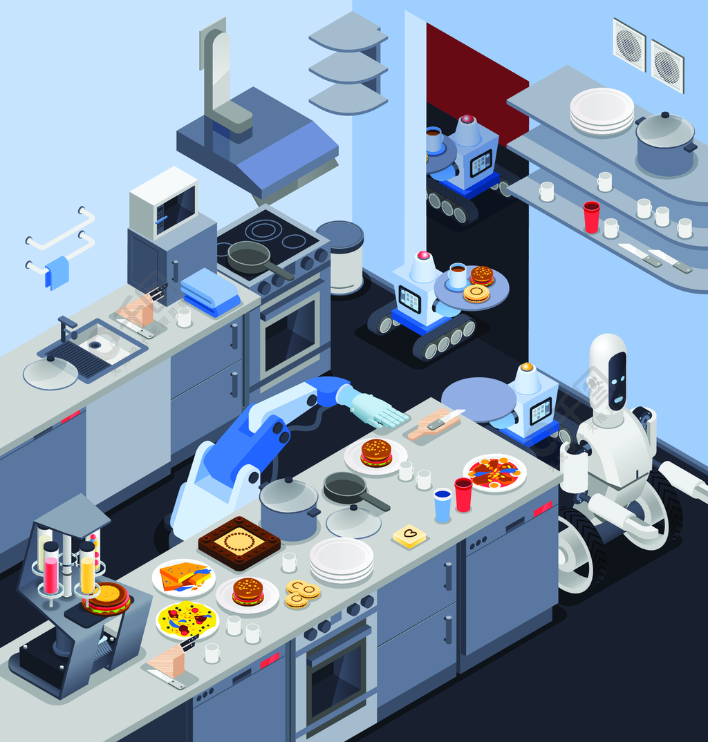 厨房机器人图画图片