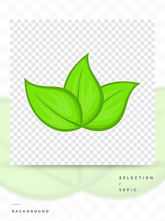绿叶中任何网络设计的背景上孤立的卡通风格的图标绿色的树叶图标，卡通风格