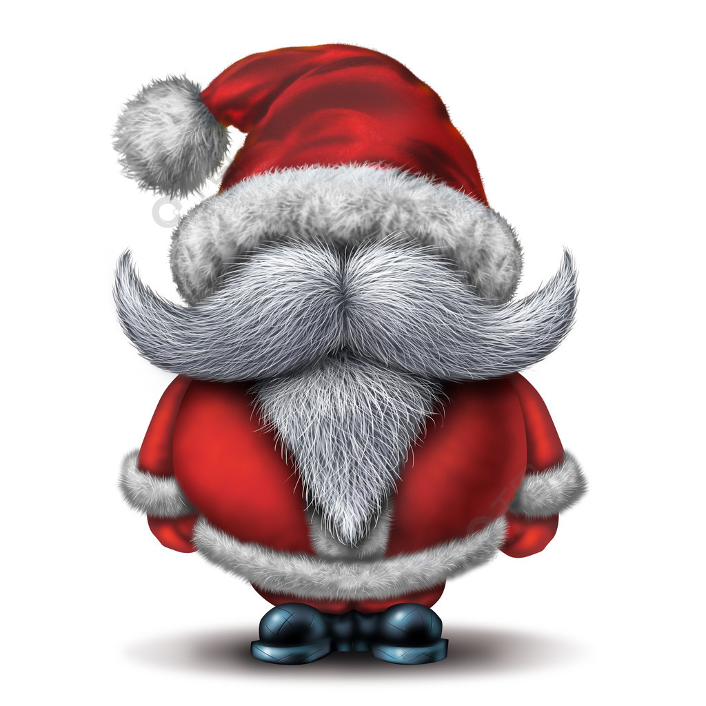 与穿着红色雪衣的快乐的巨大的白胡子的滑稽的圣诞老人字符概念作为
