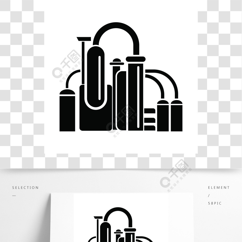 化工設備圖標在白色背景上孤立的簡單風格化學符號化工設備圖標簡約