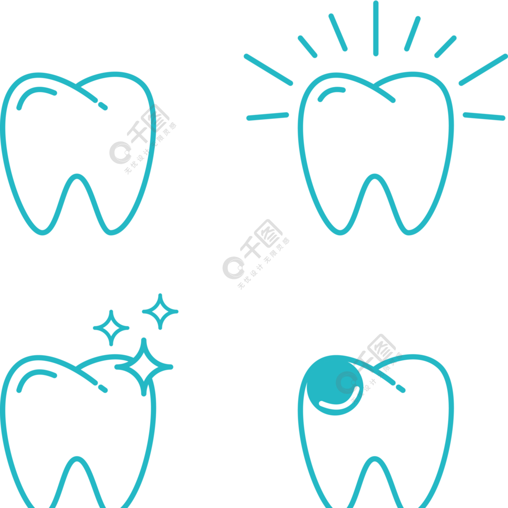 牙齿,牙齿矢量线样式图标集牙齿图标集向量例证