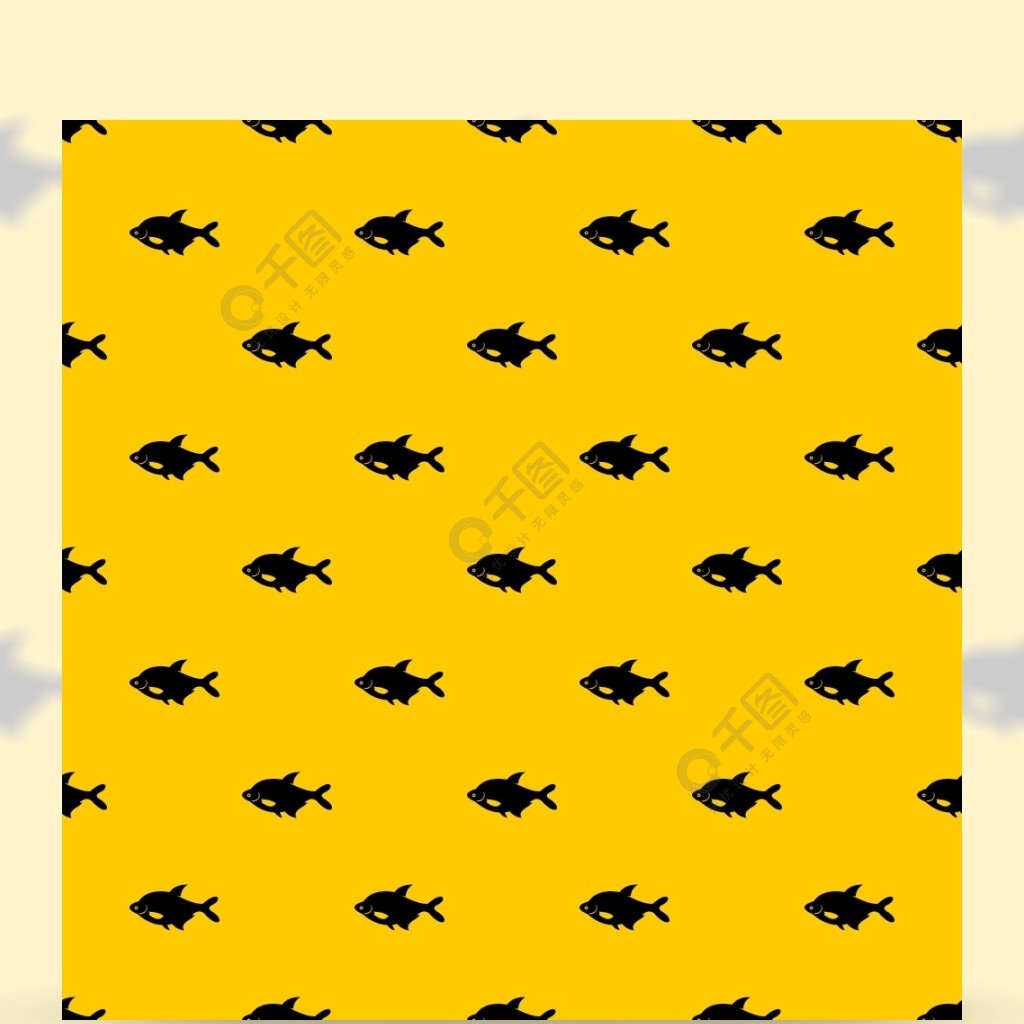 鱼图案无缝矢量重复任何设计的几何黄色鱼花纹矢量