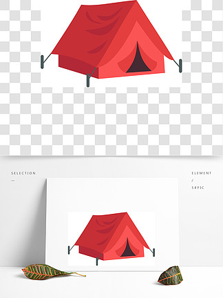 有半<i>钉</i>的红色帐篷平的RGB颜色传染媒介例证夏季休闲，远足后休息露营地为游客的檐篷露营地在白色背景隔绝了动画片对象红色帐篷与<i>钉</i>半平RGB颜色矢量图