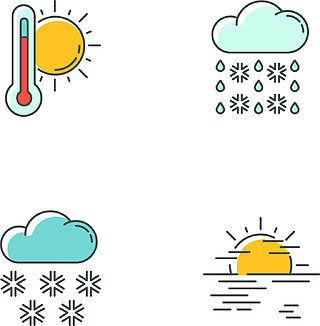 温度和降水预测rgb颜色图标设置季节性天气预报夏季炎热,下雪,冬季