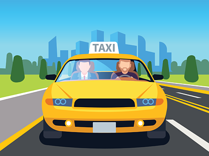 汽车出租车司机在乘客人行业导航安全舒适商业出租车卡通矢量概念里面