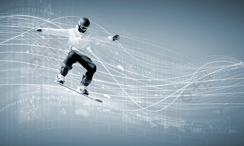 单板滑雪男性滑雪板制作跳媒体背景