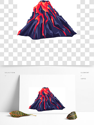 完整的熔岩火山图标充分的熔岩火山传染媒介象动画片在白色背景网络设计的隔绝的卡通风格全熔岩火山图标
