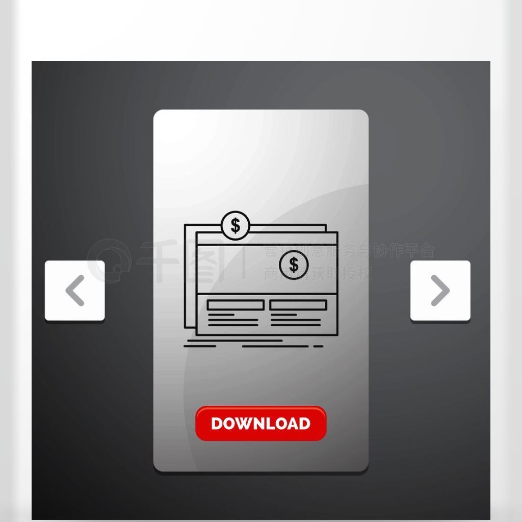 ڳƽ̨վCarousal Pagination Slider DesignRed Download ButtonеLine IconʸEPS10ģ屳