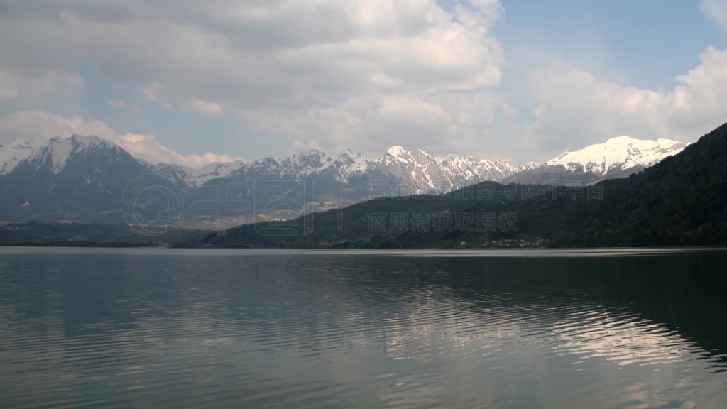 Wolken im Zeitraffer nine einem Gebirgsseeظ¡£schneebedekten Berge