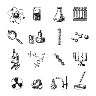 圖標設置孤立的矢量圖研究室學校實驗室生物化學科學文化牆試管架學校