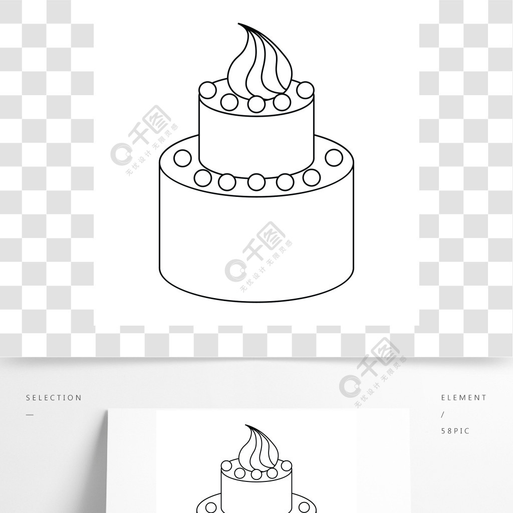 在概述样式的两层的生日蛋糕象在白色背景两层生日蛋糕图标轮廓样式