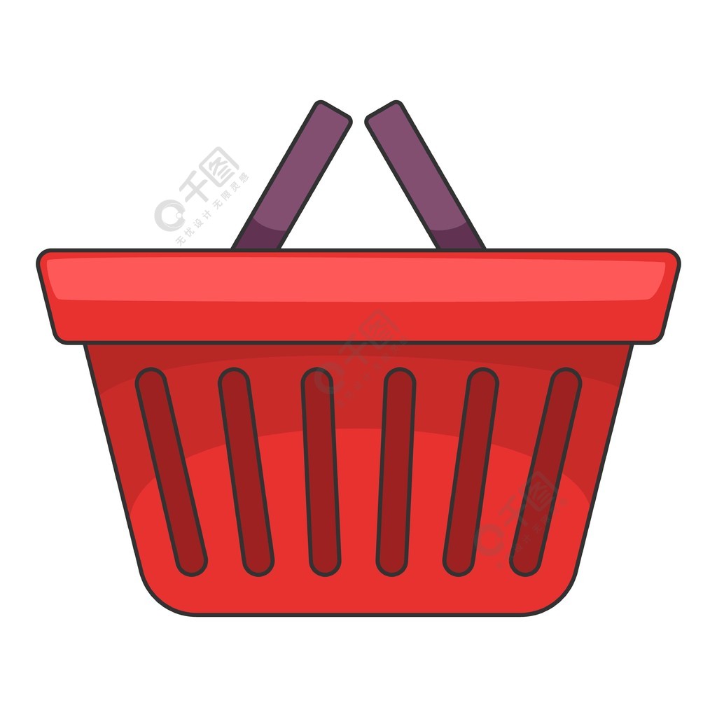 购物篮图标手提篮网络设计的传染媒介象的动画片例证卡通风格的购物篮