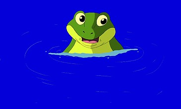 青蛙跳入水中动画素材,蓝屏色度 i