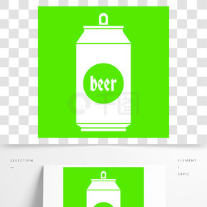 在绿色背景上孤立的铝罐图标白色啤酒向量例证?啤酒在铝罐图标绿色