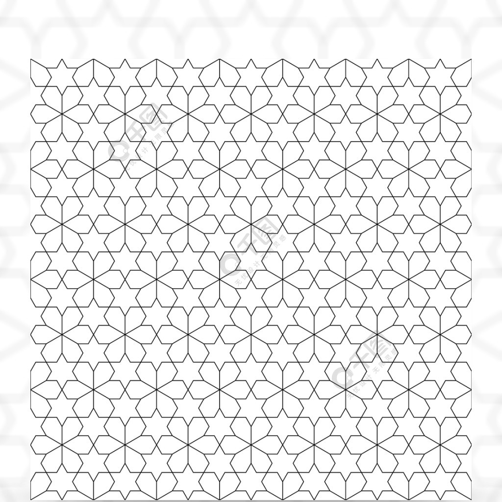 基於傳統阿拉伯藝術的無縫幾何裝飾穆斯林的馬賽克黑色和白色線條織物