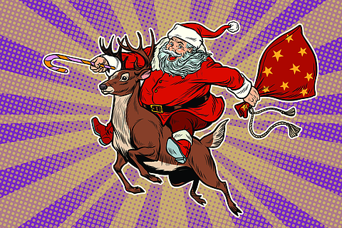 圣诞老人骑麋鹿污图片
