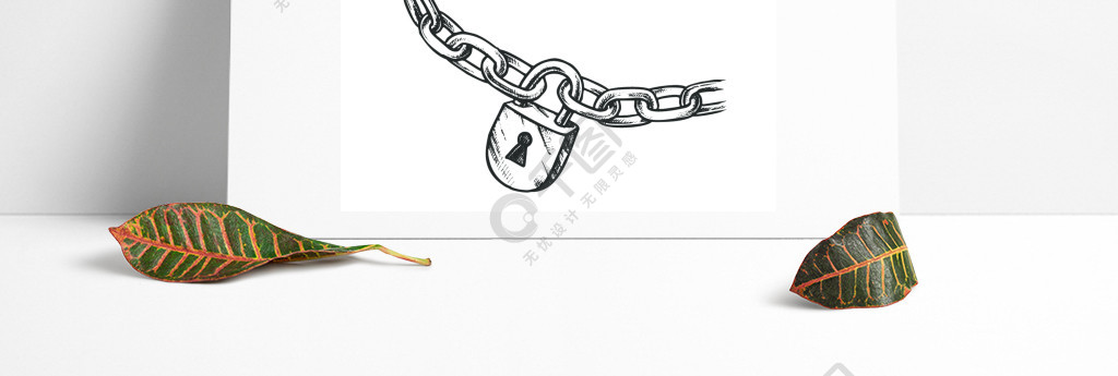 钢链和黄铜挂锁单色矢量锁和铁链子链接概念雕刻概念