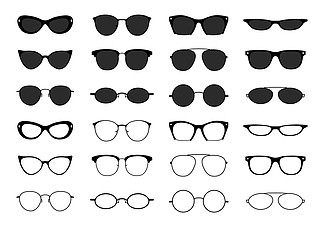 眼镜集合极客眼镜和太阳镜黑色的眼镜剪影矢量时尚光学眼镜形状图标集眼镜集合极客眼镜和太阳镜黑色的眼镜剪影矢量时尚眼镜图标集