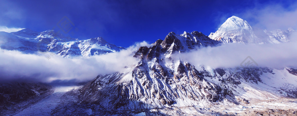 山風景看法,kanchenjunga地區,喜馬拉雅山,尼泊爾