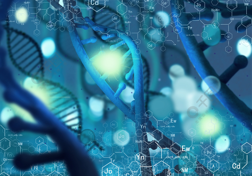 dna分子生物化學概念與數字藍色dna分子