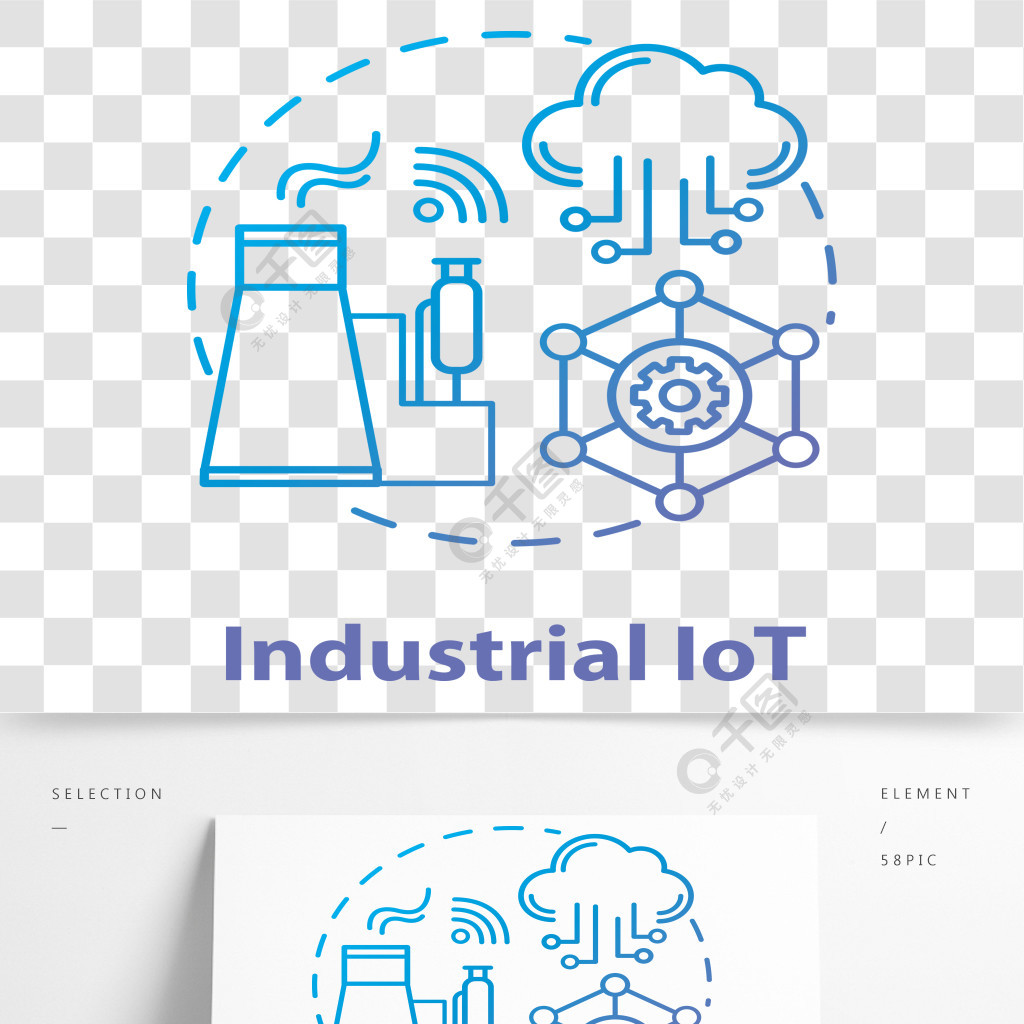 工業物聯網概念圖標工業互聯網製造自動化的想法細線圖現代技術智慧