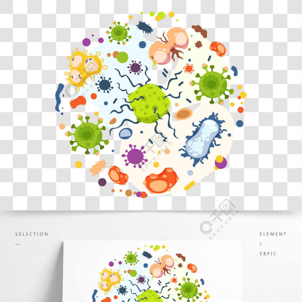 卡通細菌循環中的病毒感染,流感病菌和微生物,癌細胞和流行病細菌傳染