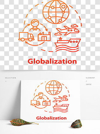 全球化概念图标国际经济全球分<i>布</i>市场扩展全世界商业和零售想法稀薄的线例证矢量孤立的轮廓RGB颜色绘图