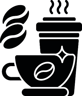 咖啡因黑色标志符号图标在一次性杯子里的咖啡餐厅菜单拿铁早餐热饮料