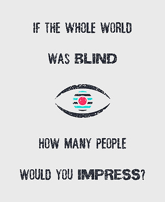 如果整个世界都是盲目的，您会给多少人留下深刻的印象简约素描刻字组成手绘字体设计和眼睛符号概念艺术创作动机的想法