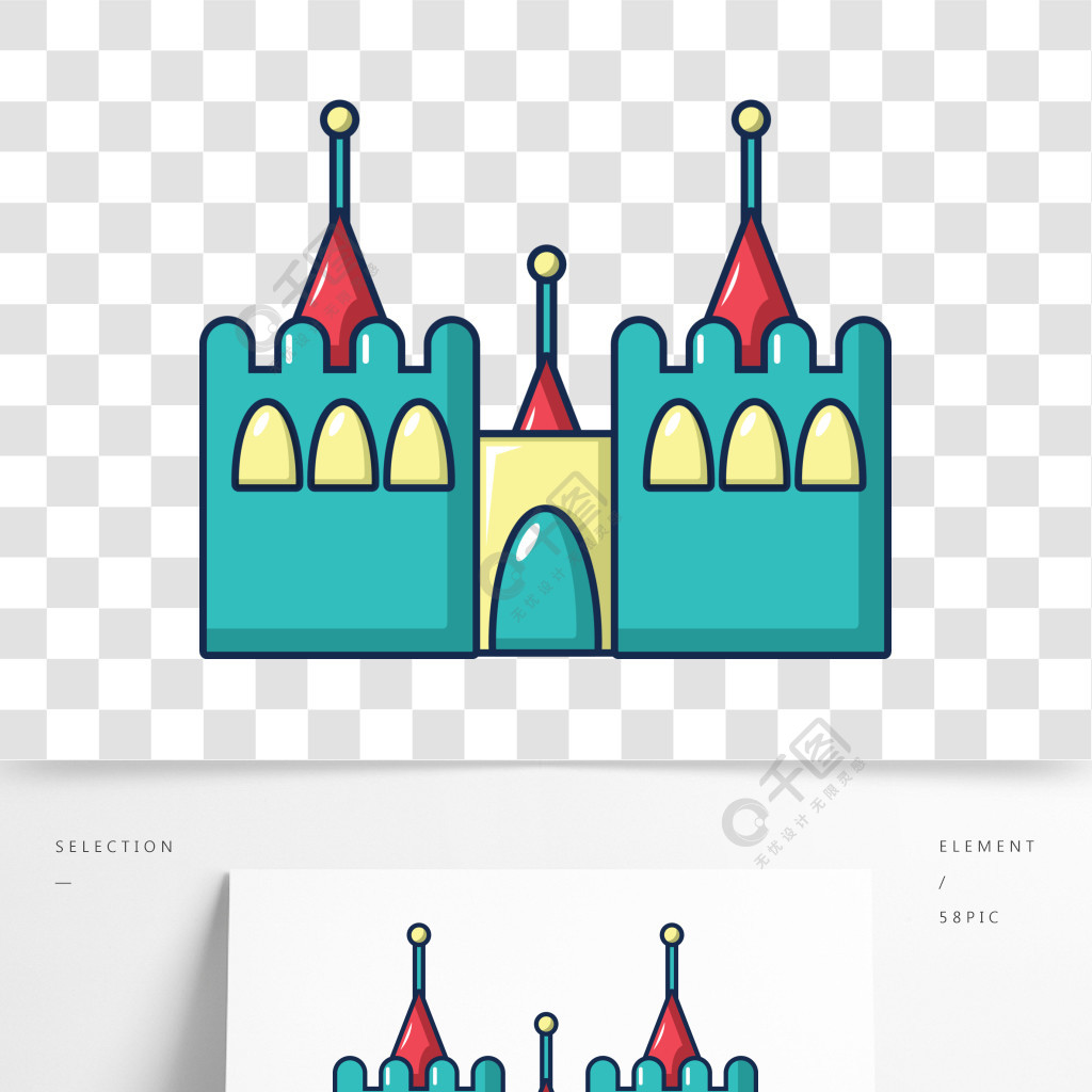 充气城堡图标有弹性的城堡的动画片例证网络设计的传染媒介象卡通风格