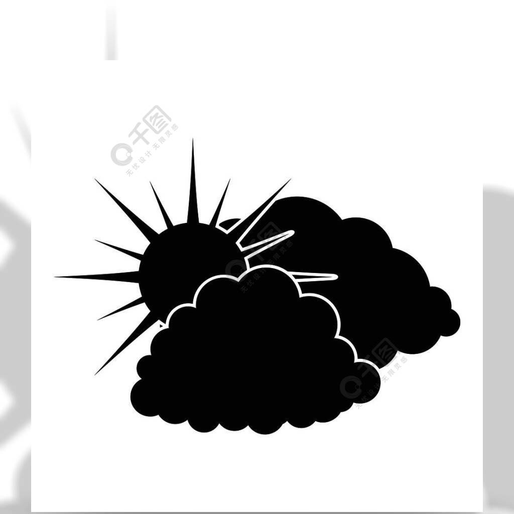 太阳传染媒介象的简单的例证网的乌云密布的太阳图标简单的黑色风格