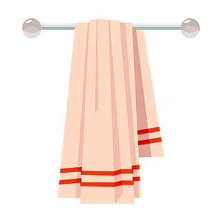 清洗在一个挂衣架象的毛巾在白色背景的动画片样式干净的毛巾在卡通