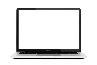 有在白色背景隔绝的黑屏的现代便<i>携</i>式计算机现代笔记本电脑