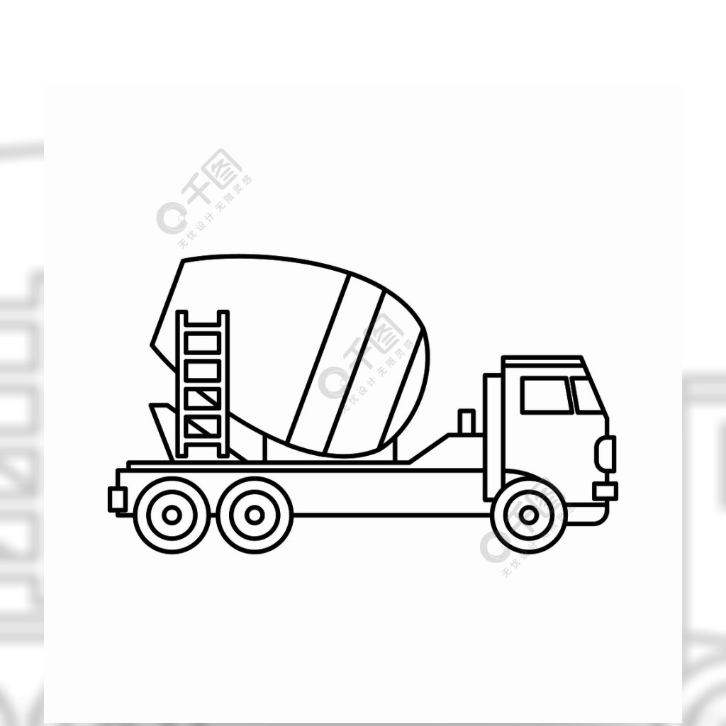 搅拌机卡车象在一个白色背景传染媒介例证混凝土搅拌车图标轮廓样式