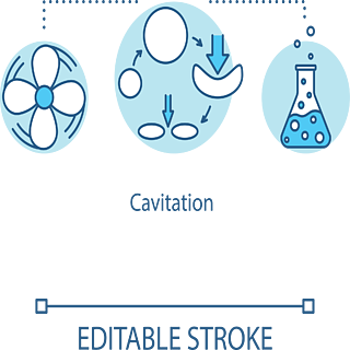空化概念圖標壓力變化迅速氣泡形成化學研究想法細線圖矢量孤立的輪廓